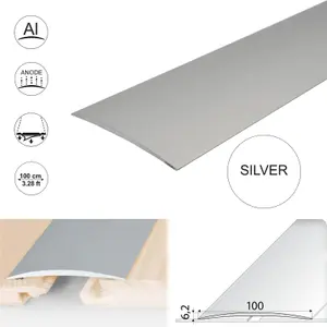 A72 100mm Anodised Aluminium Self Adhesive Door Threshold Strip - Silver