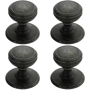 4x Ringed Tiered Cupboard Door Knob 38mm Diameter Pewter Cabinet Handle