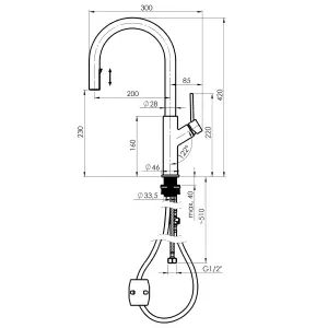 Hommix Rubineta Bona-33 PO Spout Pull Out Kitchen Mixer