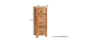 Toko Light Mango 5 Drawer Chest - Solid Mango Wood - L41 x W46 x H124 cm