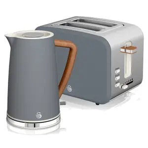 Swan Nordic Grey 1.7 Litre Cordless Kettle and 2 Slice Toaster