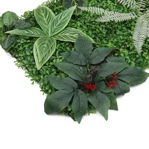 Artificial Green Grass Panel Backdrop, 60cm x 40cm, Tropical Leaf