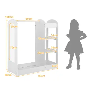 Costway Kids Dress Up Storage Kids Play Armoire Dresser Dressing Up Wardrobe With Mirror