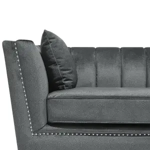 2 Seater Velvet Fabric Sofa Grey GAULA