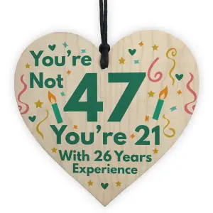 Red Ocean Funny Birthday Gifts For Women Novelty 47th Birthday Gift For Men Wooden Heart Sign Funny Birthday Card