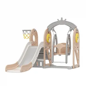 3 in 1 Duck Swing and Slide Set for Toddler Swing, Baby Slide, Basketball Hoop