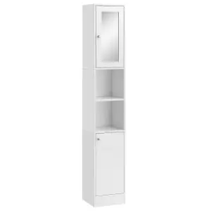 kleankin Bathroom Floor Storage Cabinet with Mirror and Shelves Tallboy Unit