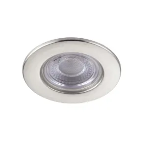 GoodHome Drexler Satin Nickel effect Fixed LED Fire-rated Warm white Downlight IP65, Pack of 10