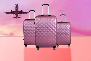 3-Piece Diamond Luggage Set - Rose Gold