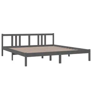 Berkfield Bed Frame Grey Solid Wood 180x200 cm Super King Size