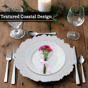 Interiors by Premier 33cm Set of 4 White Finish Reef Charger Plate Set, versatile Dinnerware Set Charger Plates for all Ocassions