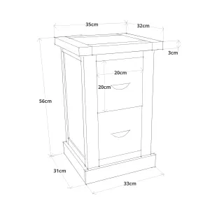 Cosenza 2 Drawer Petite Bedside Table Chrome Cup Handle