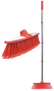 Long Handled Indoor Soft Sweeping Broom - Red