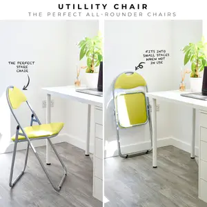 Folding Padded Office Chair - Yellow