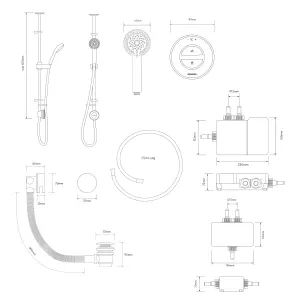 Aqualisa Smart Link Exposed valve HP/Combi Digital Shower with overflow bath filler & Adjustable head