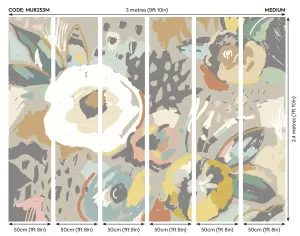 Origin Murals Abstract Floral Grey Matt Smooth Paste the Wall Mural 300cm wide x 240cm high