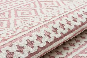 Pink Outdoor Rug, Geometric Stain-Resistant Rug For Patio Decks, 3mm Modern Outdoor Luxurious Area Rug- 190cm X 290cm