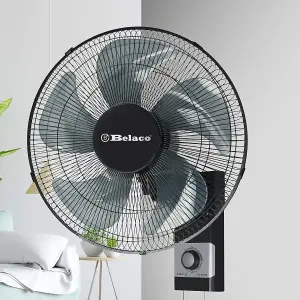 Belaco 16" Wall Fan - Black/ Silver