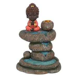 Something Different Buddha Rock Pond Backflow Incense Burner Red/Brown (One Size)