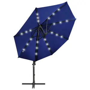 Berkfield Cantilever Umbrella with Pole and LED Lights Azure Blue 300 cm