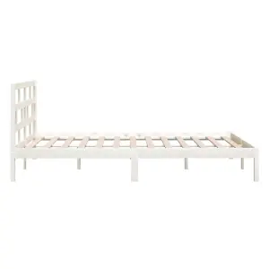 Berkfield Bed Frame White Solid Wood 135x190 cm 4FT6 Double