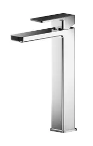 Square High-Rise Mono Basin Mixer Tap - Chrome