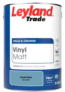 Leyland Trade Vinyl Matt Walls & Ceilings Emulsion Paint Pastel Blue (RAL 5024) 5L