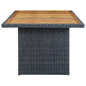 Berkfield Garden Table Dark Grey Poly Rattan and Solid Acacia Wood