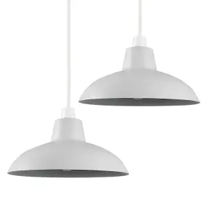 ValueLights Civic Pair of Dark Grey Metal Easy Fit Living Room Bedroom Ceiling Pendant Light Shades