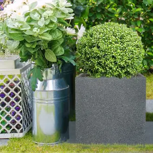 IDEALIST 30cm Square Planter, Flower Box Garden Planter, Textured Reinforced Stone Outdoor Plant Pot H31 L30 W30 cm, 27.9L