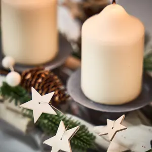 Nordic Pine Four Pillar Centrepiece Christmas Decoration Tealight Holder Candle Holder