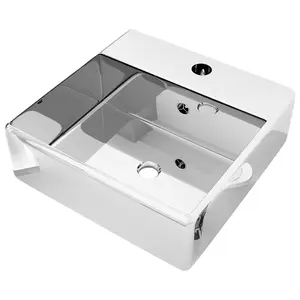 Berkfield Wash Basin with Overflow 41x41x15 cm Ceramic Silver