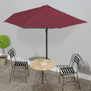 Berkfield Balcony Parasol with Aluminium Pole Bordeaux Red 300x150x253 cm Half