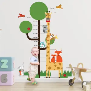 Walplus Animals Kids Measurment Zoo Children Nursery Wall Stickers Decal Mural 130X188Cm Kids Sticker PVC Multicoloured