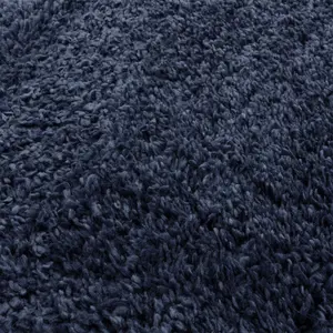 Blue Shaggy Modern Plain Easy To Clean Rug For Dining Room-80cm X 150cm