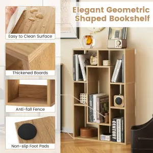 Costway 7-Cube Bookcase Wooden Storage Geometric Bookshelf Corner Decorative Display Shelf