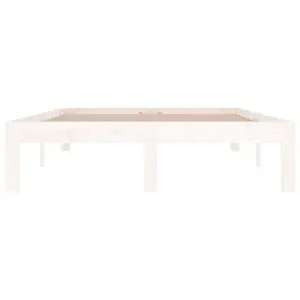 Berkfield Bed Frame White Solid Wood 120x190 cm Small Double