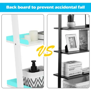 Costway 5 Tier Wooden Ladder Shelf Unit Wall-mounted Bookcase Display