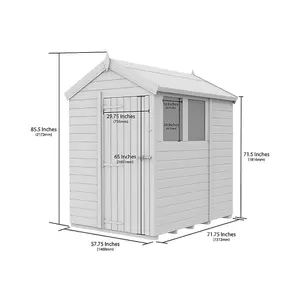 DIY Sheds 5x6 Apex Shed - Single Door With Windows