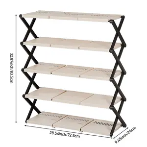 White 5-Tier Foldable Shoe Rack for Home and Dorm