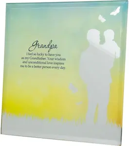 Glass Mirror Hanging Wall Plaque With Stand Reflection Box Gift Set Home Picture Message For Grandpa