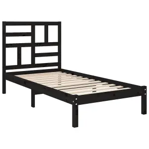 Berkfield Bed Frame Black Solid Wood 100x200 cm