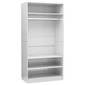 Wardrobe High Gloss White 100x50x200 cm Engineered Wood