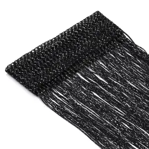 String Curtain Panel Spaghetti Tassel Curtain, 200cm x 90cm - Black