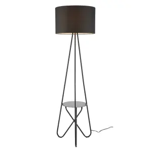 First Choice Lighting Madden Black Floor Lamp with Shelf Detail