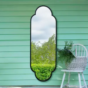 MirrorOutlet The Duplici Black Metal Framed Double Arched Oval Garden Wall Mirror 170CM X 59M