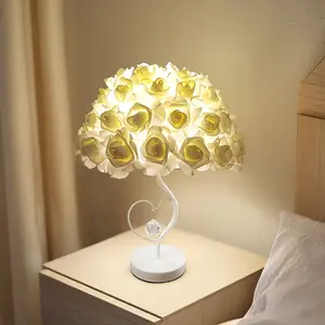 E27 Rose Flower Umbrella-shaped Lampshade Table Lamp Fixture Decor - Warm Light