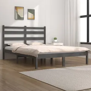 Berkfield Bed Frame Grey Solid Wood Pine 200x200 cm