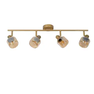 Lucide Bjorn Classic Ceiling Spotlight Bar - 4xE14 - Matt Gold, Brass