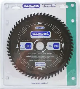 Charnwood TB1060 Low Noise Circular Saw Blade 250 x 30mm x 60T x 3.0k